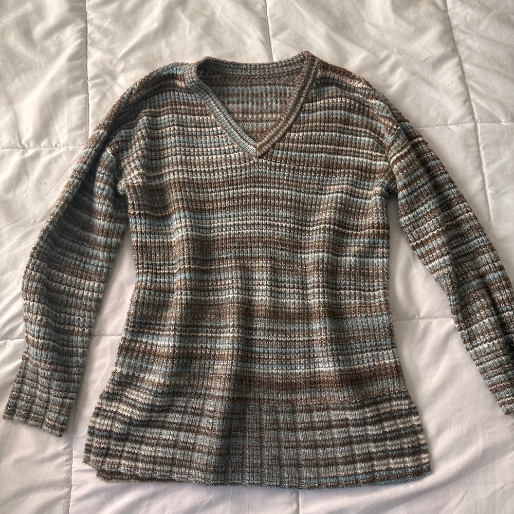Turquoise & Brown striped sweater